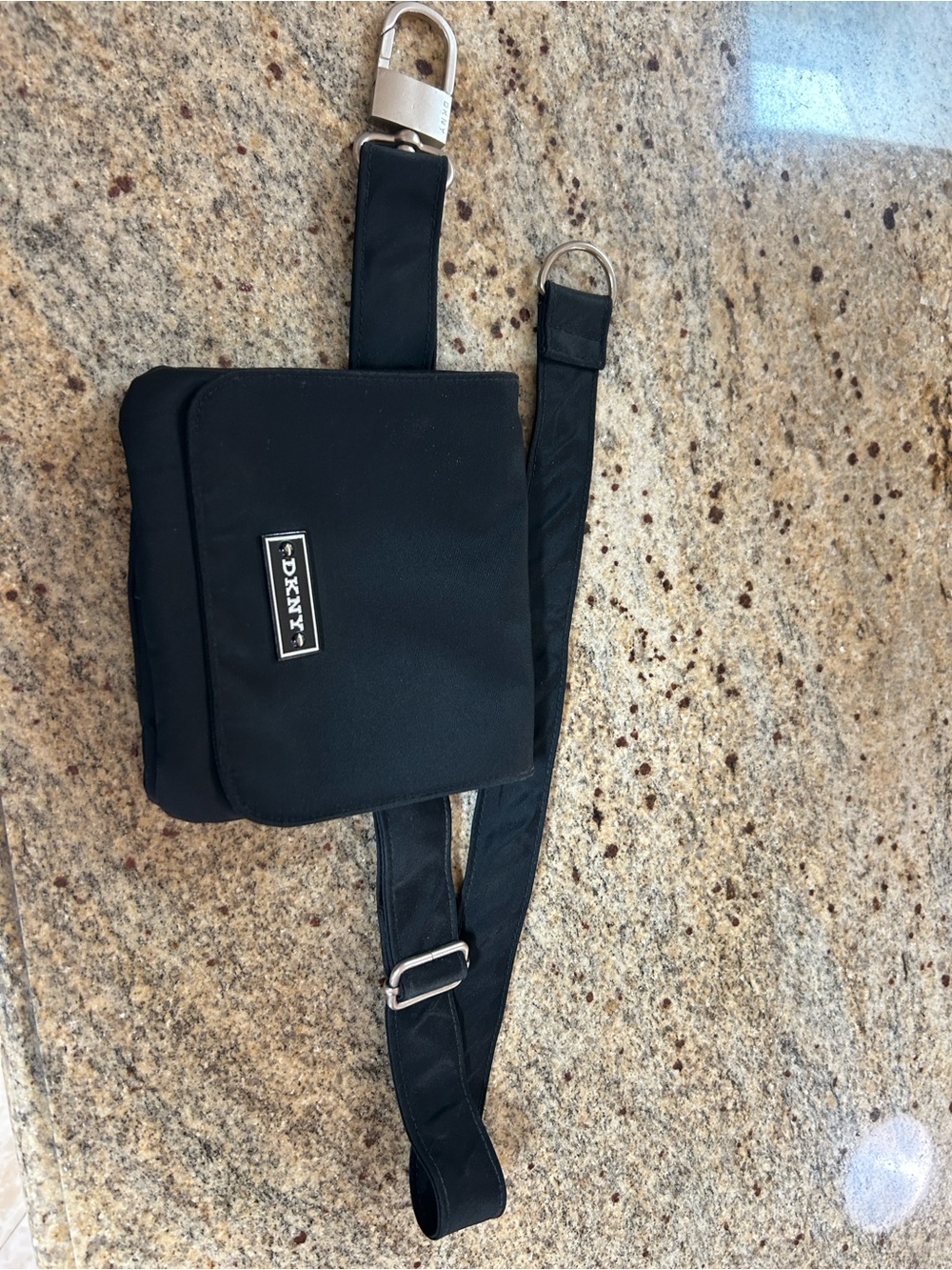 DKNY Black Belt Bag with Silver Hardware